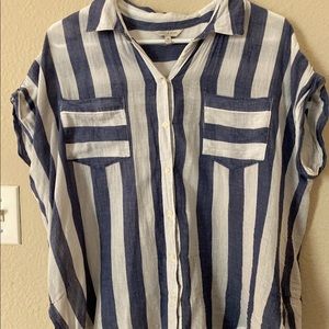 Lucky Brand White and Purple Button Up Shirt